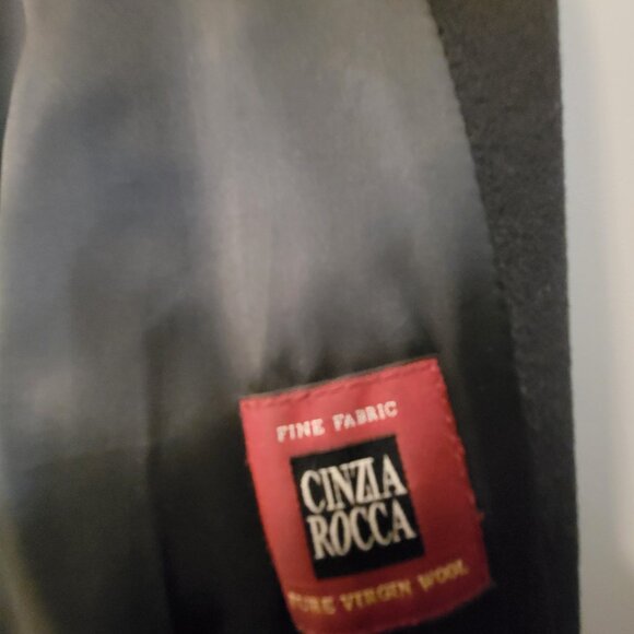 Cinzia Rocca Black Knee Length Virgin Wool Coat - SZ 16US/IT52 - Picture 5 of 6